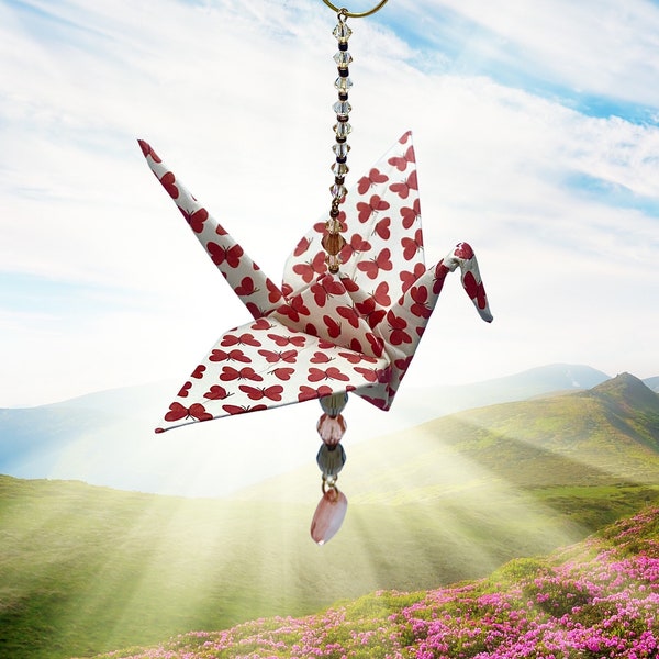 Origami Grue Suncatcher Charme Ornement Automne Papillon Papillons