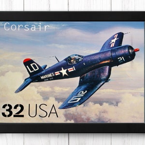 F4U Corsair fighter aircraft, Vintage Aircraft Print, A4 - Single Print AP2 - INSTANT DOWNLOAD