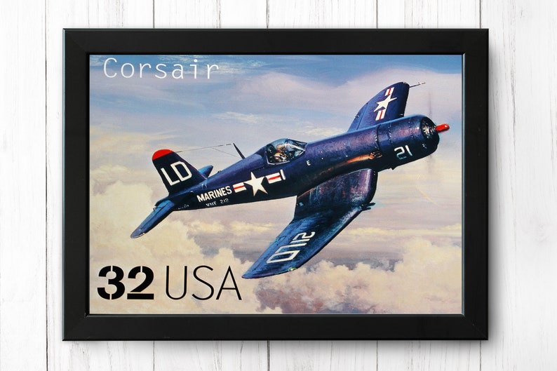 F4U Corsair fighter aircraft, Vintage Aircraft Print, A4 Single Print AP2 INSTANT DOWNLOAD image 1