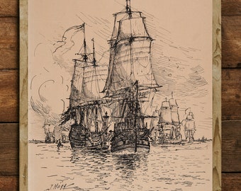 Worchester sets sail for Öland, Vintage Ship Print, A4 - Single Print P014 - INSTANT DOWNLOAD