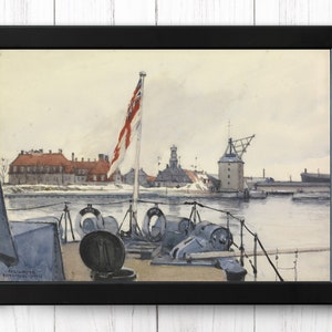 The Old Dockyard, Copenhagen, and HMS Valhalla, Vintage Ship Print, A4 - Single Print M019 - INSTANT DOWNLOAD