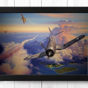 Dogfight over the Pacific, Vintage Aircraft Print, A4 - Single Print AP5 - INSTANT DOWNLOAD