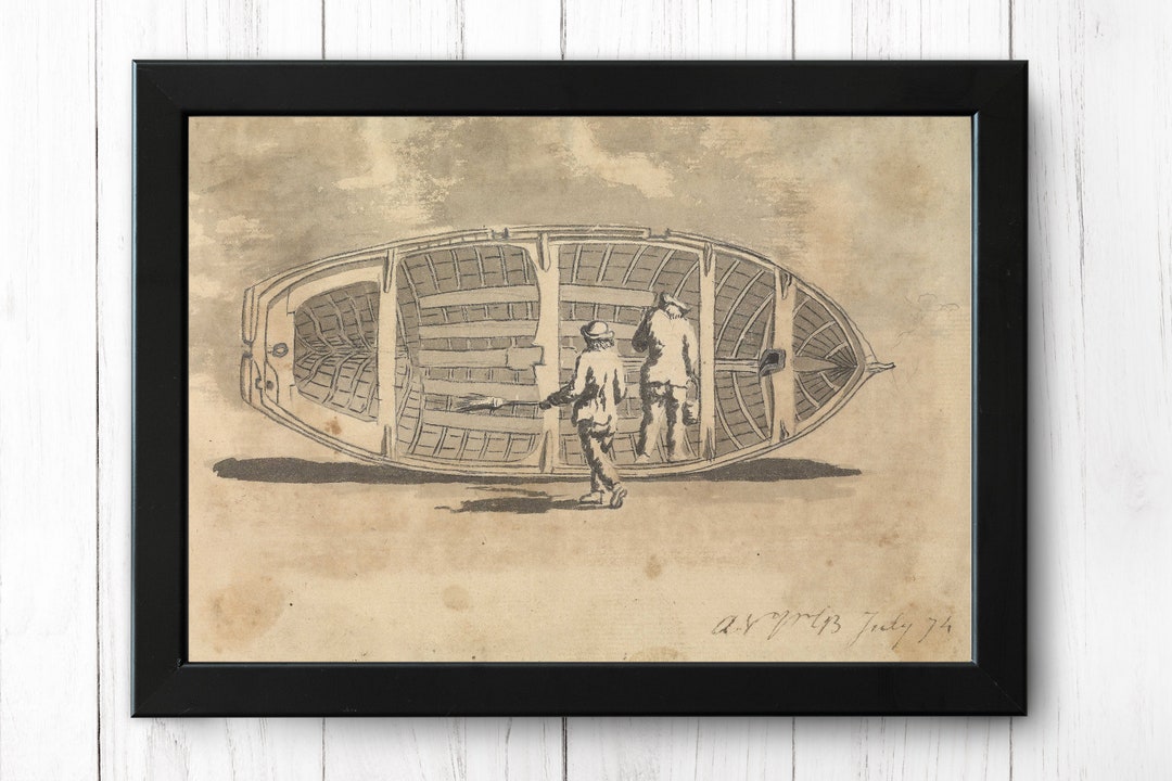 Romanatsy Jolly Boat Seamen Painting a Jolly Boat (1774), Vintage Ship Print, A4 - Single ...