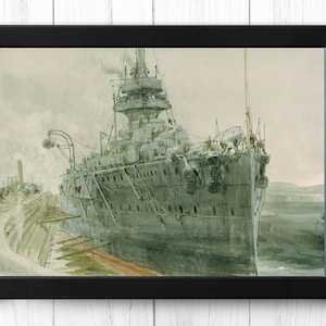 Study of HMS Audacious, battleship, in dry-dock 1848, Vintage Ship Print, A4 - Single Print M009 - INSTANT DOWNLOAD