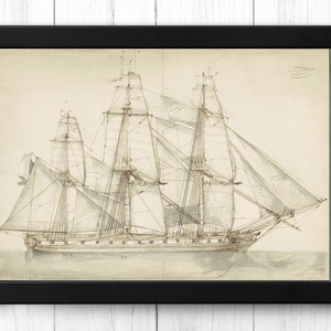 La fragata española, Vintage Ship Print, A4 - Single Print P015 - DESCARGA INSTANTÁNEA