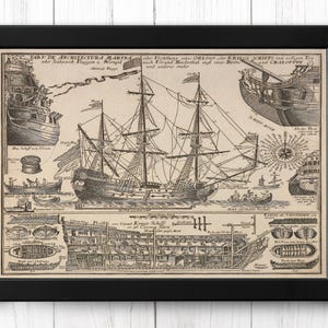 The building of a warship, Vintage Ship Print, A4 - Single Print P012