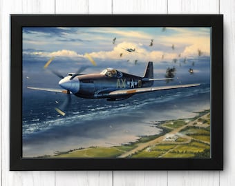 Vuelo sobre Normandía, WW2, Vintage Aircraft Print, A4 - Single Print AP3 - DESCARGA INSTANTÁNEA