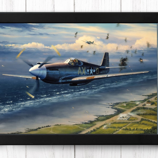 Flight over Normandy, WW2, Vintage Aircraft Print, A4 - Single Print AP3 - INSTANT DOWNLOAD