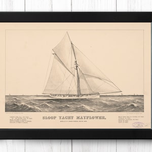 Sloop Yacht Mayflower, Vintage Ship Print, A4 - Single Print P025 - INSTANT DOWNLOAD