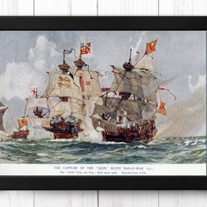 HMS Lion, Vintage Ship Print, A4 - Single Print P017 - INSTANT DOWNLOAD