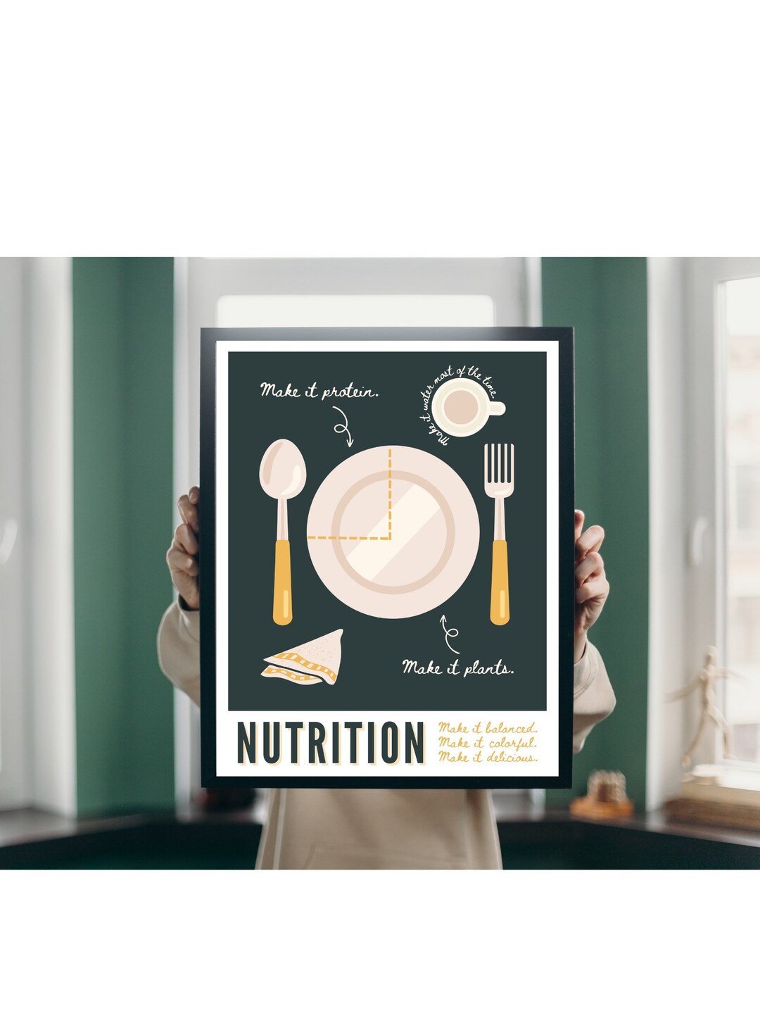Healthy Plate Printable Poster Digital Nutrition Art Print - Etsy