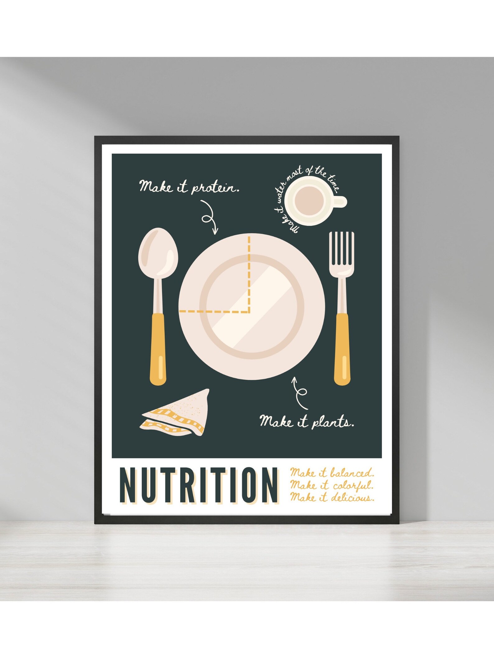 Healthy Plate Printable Poster Digital Nutrition Art Print Etsy