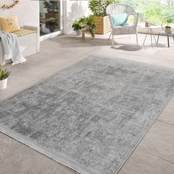 Gray living room area rug|Silver bedroom carpet|Dusty Gray children's room rug|LightGray office carpet|Anti-slip rug|Machine washable carpet