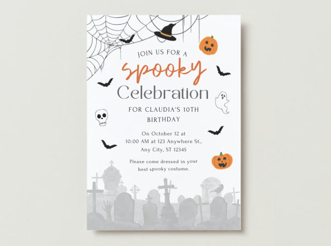 Kids Spooky Birthday Party Invitation - Etsy