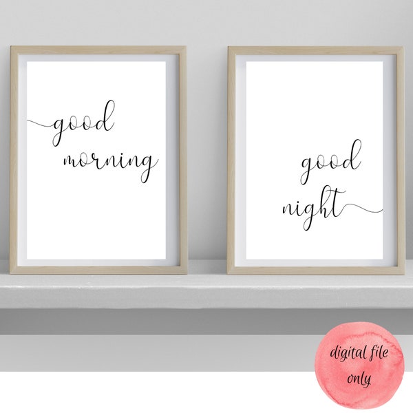 Good Morning, Good Night, Wall Decor, Bedroom, Couple, Husband, Wife, Wall Hanging, Customizable, Digital File, Love, Marriage