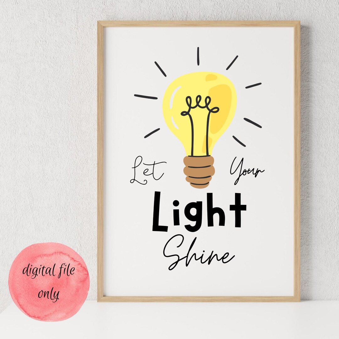 Let Your Light Shine, Wall Hanging, Digital Download, Home Decor ...