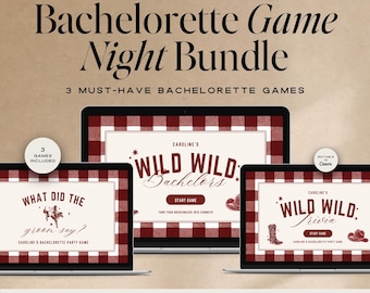 Bachelorette Games Bundle, Wild Wild Wife Bach Party Games, Trivia Game, What Did the Groom Say, Most Likely To, Editable Canva