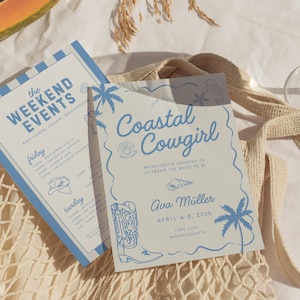 Coastal Cowgirl Bachelorette Invitation and Itinerary Template, Last Toast On The Coast Bachelorette, Beach Bachelorette, Charleston Bach