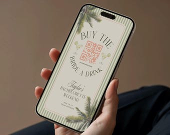 Buy The Bride A Drink Template, QR Code Drink Sign, Bachelorette Mobile Template, Bach Party Canva Story Template, Editable Digital Template