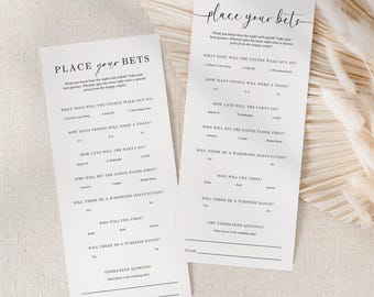 Minimalistiskt "Placera dina spel"-spel, bröllopsfestspel, helt redigerbar Canvas-mall, utskrivbart aktivitetskort för bröllop, direktnedladdning