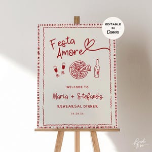 Rehearsal Dinner Welcome Sign Template, Italian Wedding Sign, The Night Before Sign, Engagement Party Sign, Whimsical Template