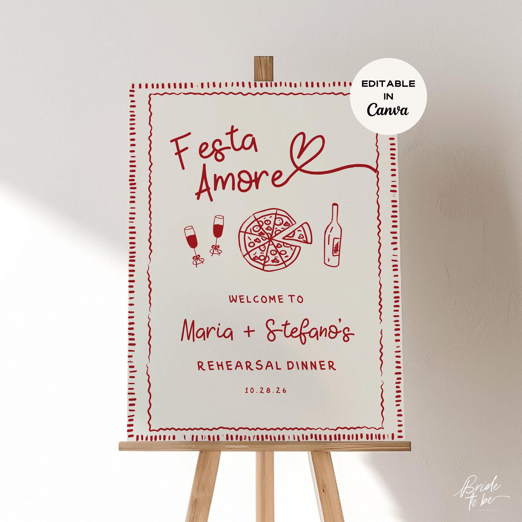 Rehearsal Dinner Welcome Sign Template, Italian Wedding Sign, The 