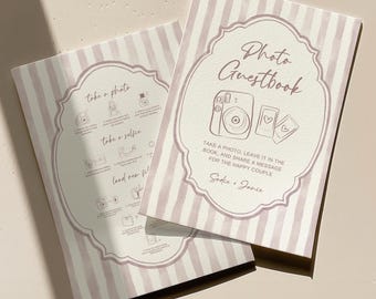 Photo Guestbook Sign Template, Instant Camera Guestbook Instructions, Wedding Photo Guest Book Sign, Editable Canva Template