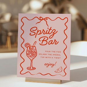 Aperol Spritz Bar Sign Template, Wavy Aperol Spritz Sign, Hand Drawn Bar Signage, Love At First Spritz Cocktail Sign Canva Template DIY