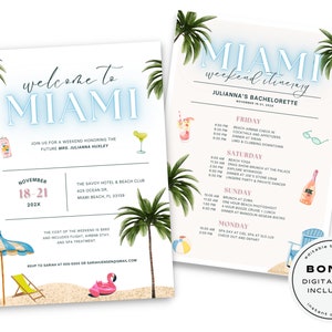 Miami Bachelorette, Bachelorette Party Itinerary Template, Bachelorette Itinerary Template, Bachelorette Itinerary Template Instant Download