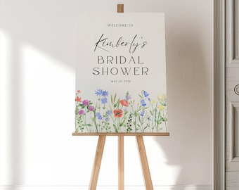 Wildflower Bridal Shower Sign, Bridal Shower Signs, Bridal Shower Decor, Welcome Sign Bridal Shower, Wildflower Wedding, DIY Canva Template