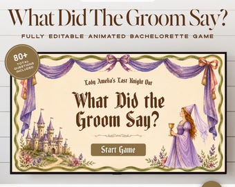 Maiden's Last Knight Out What Did The Groom Say Game, Renaissance Bachelorette Party, Animated Canva Template