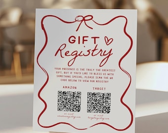 Gift Registry QR Code Sign, Italian Style Bridal Shower Sign