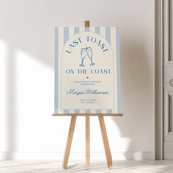 Last Toast On The Coast Bachelorette Sign, Welcome Sign Canva Template, Charleston South Carolina Hen Party, Bachelorette Decor, Party Decor
