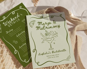Margs and Matrimony Bachelorette Itinerary Template, Editable Tequila Bachelorette, Final Fiesta Bachelorette, Girls Trip Itinerary Canva