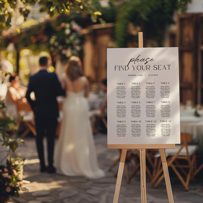 Minimalist Wedding Seating Chart Sign Template (canva Editable) - Etsy