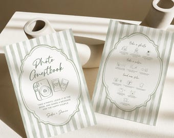 Photo Guestbook Sign Template, Wedding Guestbook Sign, Guestbook Station Sign, Editable Canva Template