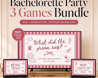 Bachelorette Games Bundle, Girls Gone Mild Bach Party Games, What Did the Groom Say, Most Likely To, Trivia Game, Editable Canva Template