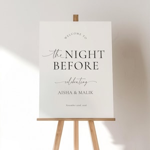 The Night Before Sign, Editable The Night Before Wedding Sign, Modern The Night Before Welcome Sign, Minimalist Rehearsal Dinner Sign Canva