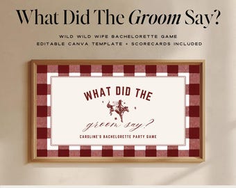 Wild Wild Wife Bachelorette Game, What Did The Groom Say Trivia, Scottsdale Bach Party Game, Last Rodeo Drinking Game Canva Template
