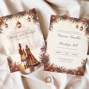 Elegant Indian Wedding Invitation, Indian Wedding Invite, Wedding Invitations, Wedding Invitation Template, Wedding Invitation Card, Hindu