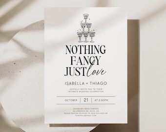 Nothing Fancy Just Love Invitation Template, Minimalist Modern Wedding Invite, Editable Canva Wedding Invitation