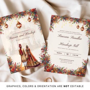 Elegant Floral Indian Wedding Invitation Template (DIY)
