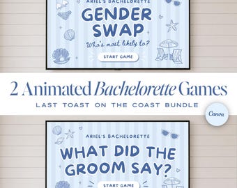 2 Bachelorette Party Games Bundle, What Did The Groom Say, Most Likely To Game, Beach Bachelorette Games, Last Toast on the Coast