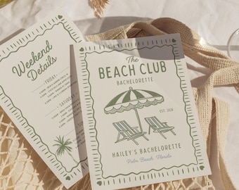 Beach Bachelorette Itinerary Template, Coastal Bach Weekend Schedule & Packing List Canva