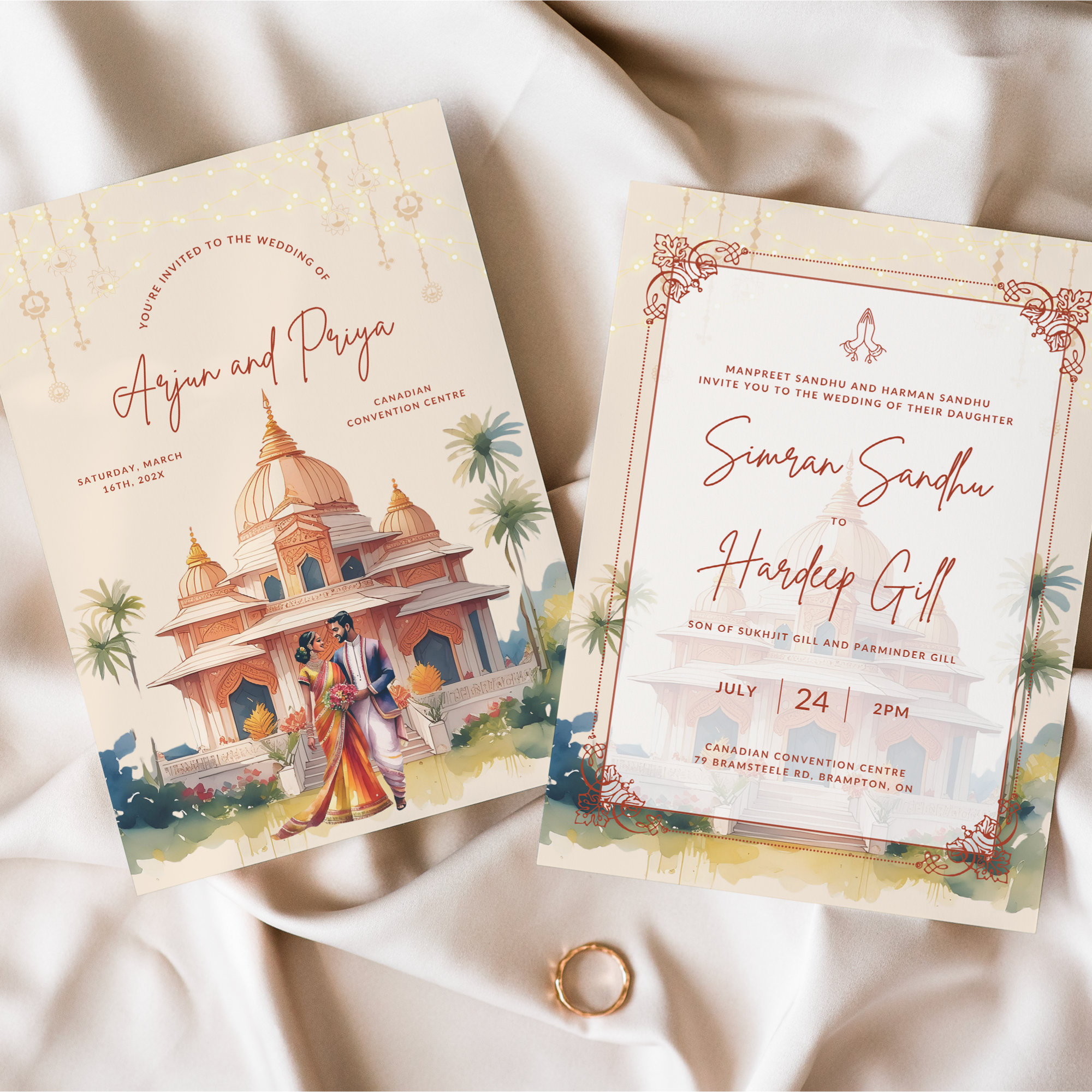 Invitación de boda india, invitación de boda sij, invitaciones de boda,  plantilla de invitación de boda, tarjeta de invitación de boda, templo hindú  - Etsy México, image size:2000x2000