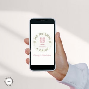 Kaufen Sie der Braut einen Drink Instagram Story Vorlage, Venmo QR-Code, Junggesellinnenabschied, kaufen Sie die Braut einen Drink digital, Bachelorette Geschenke