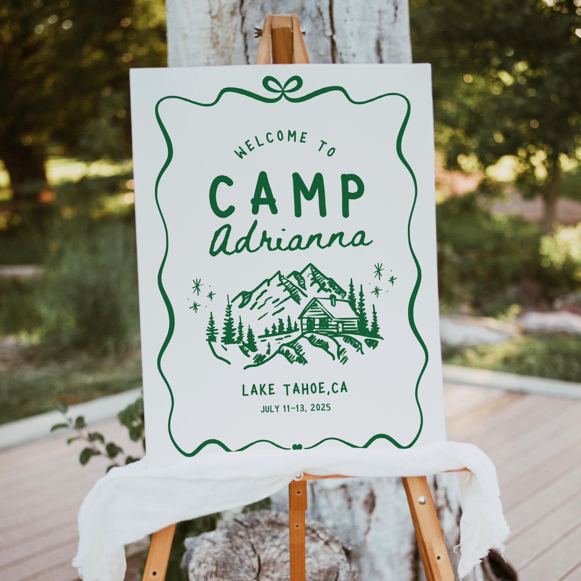 Camp Bachelorette Welcome Sign Template, Hand Drawn Editable Camp Bachelorette Decor, Camp Themed Bachelorette Sign Canva, Camp Bach Party