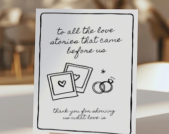 To All The Love Stories Wedding Sign Template, Generations of Love Sign, Hand Drawn Family Table Sign, Scribble Wedding Memory Sign Canva