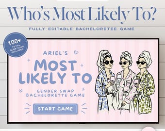Most Likely To Bachelorette Game, Gender Swap Party Game, Animated TV Game, Editable Canva Template, Hens Night Activity, Girls Gone Mild