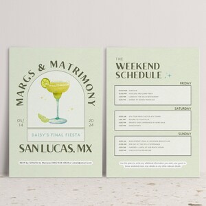 Margs and Matrimony Bachelorette Party Invitation, Bach Party Itinerary, Final Fiesta Bachelorette, Bachelorette Weekend Invitation